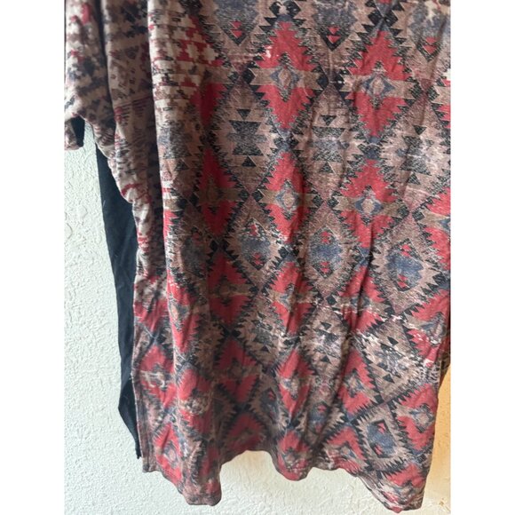 Edista Womens Cold Shoulder Top Geometric Tribal Print S black gray rayon READ - Picture 4 of 7